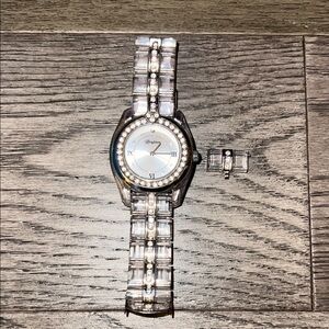 Brighton Silver and Clear Watch with Rhinestone Details